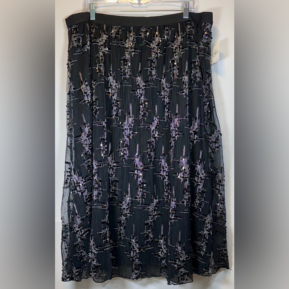 Cato Est. 1946 Black and Silver Sequin Maxi Skirt Size XL